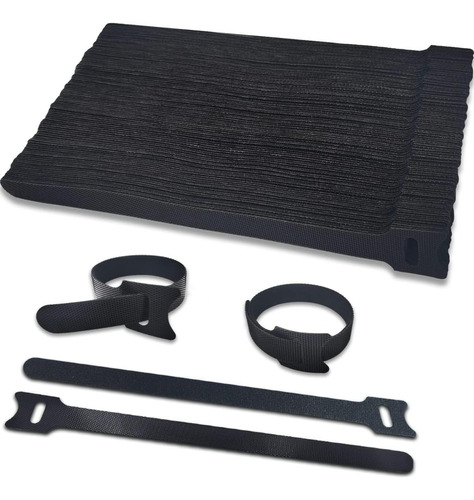 15cm Amarra Cables Velcro Negro Pack 100 Unidades