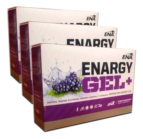 3 Cajas Enargy Gel Ena Cafeina + Ginseng Energia Running