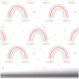 Papel De Parede Quarto Menina Infantil Arco Iris Céu A721