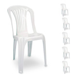 6 Cadeira Plástica Para Mesa Bistrô Branca Reforçada 182kg