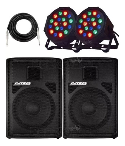 Kit Caixa De Som Ativa Passiva 12 500w Rms + 2 Canhão De Led