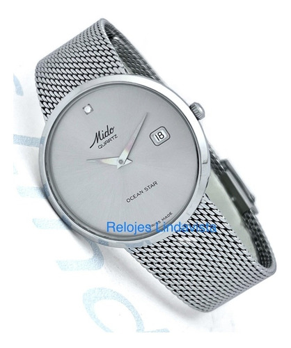 Reloj Mido Oceanstar Acero Plateado Malla Cuarzo