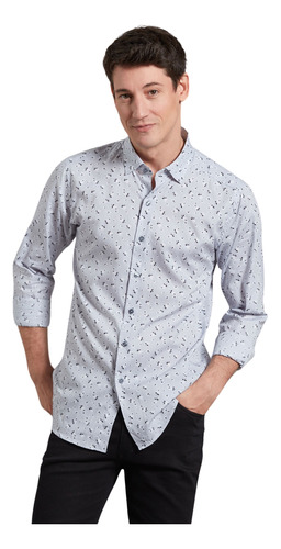 Camisa Devré Casual Sport Estampada Fit Gris Hombre 42d00029