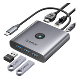 Orico Usb C Docking Station, Concentrador Usb C 6 En 1 Con 4