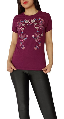 Blusa Para Mujer Flores Colibrís Fosforescente 