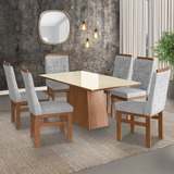 Conjunto Mesa 160x82cm E 6 Cadeiras Madeira Maciça Wt