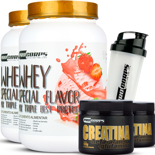 2 Whey Pro Corps 900g + 2 Creatina + Shaker