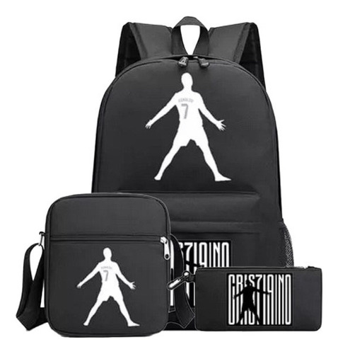 Mochila De Fútbol Infantil Ronaldo Cr7 De 3 Piezas,