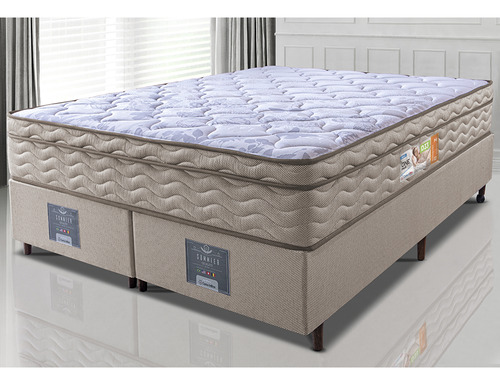 Cama Inbox King Colchão Ortopédico Mais Box 193cm X 203cm X 67cm One Face Espuma D33 Dourado