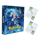 Álbum Pasta Fichário Pokemon + 20 Folhas Ash Mega Charizard