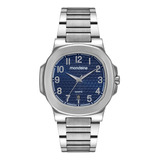 Relógio Mondaine Masculino Quadrado Prata Azul Com Numeros 