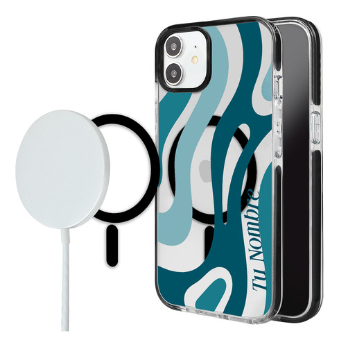 Funda Para iPhone Magsafe  Para Mujer Con Nombre Curvas Aqua