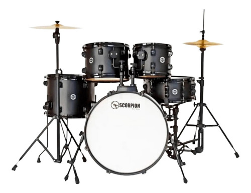 Bateria Rmv Scorpion Bumbo 20 Com Pratos Cor Preta