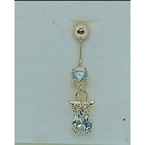 Piercing De Umbigo Folheado A Ouro 18 K Com Pedras Brilhante