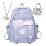 Juego De 3 Mochilas Escolares Kawaii Cinnamoroll Y Kits De B