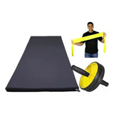 Combo Rueda Abdominal + Banda +colchoneta Fitness Gym Kit