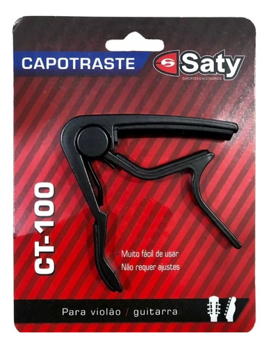 Capotraste Capo Saty Ct-100 Para Violão E Guitarra - Preto