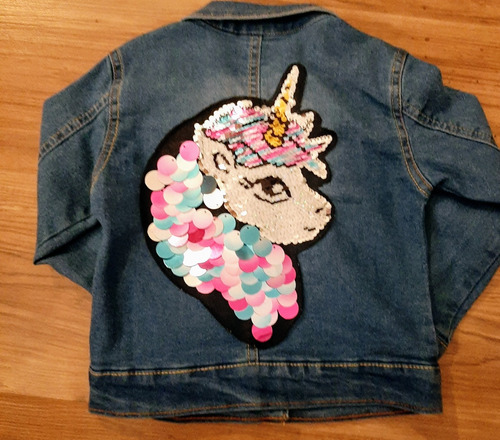 Campera Jean Bordada Unicornio Nena