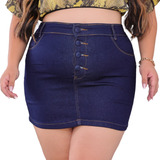 Mini Saia Jeans Plus Size Modelo Levanta Bumbum Com Lycra