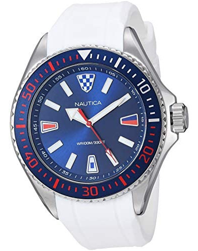 Reloj Nautica Napcps902, Análogo, Azul - Blanco Color De La Correa Blanca