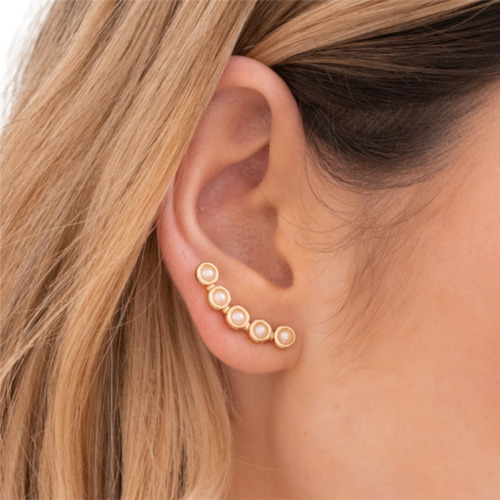 Aretes Pendientes Trepador Baño Oro 24k Topitos Elegantes 