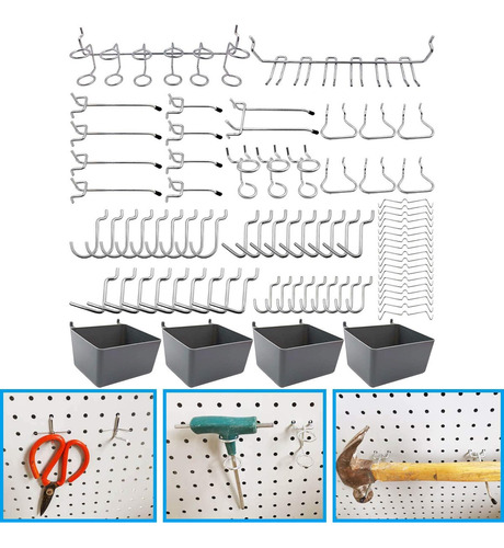 Kit Ganchos 80pcs Para Panel Perforado (ganchera -pegboard)