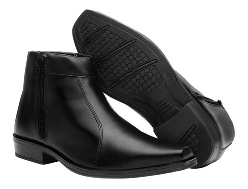 Bota Estilo Social Bertelli Cano Médio Com Zíper 30002 Preto