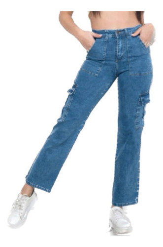 Jean Wide Leg Cargo Pantalón Palazzo Denim 