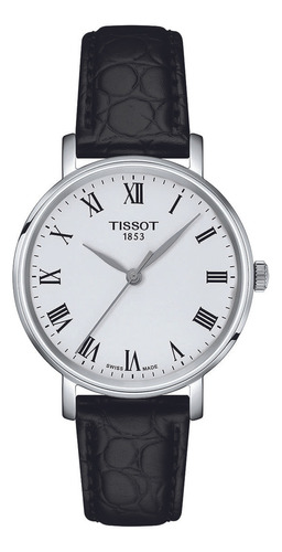 Reloj Mujer Tissot T143.210.16.033.00 Everytime Color De La Correa Negro Color Del Bisel Plateado Color Del Fondo Blanco