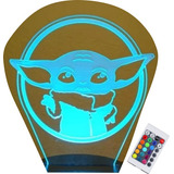 Lampara 3d Ilusion Yoda 1 Star Wars Base Negra Control