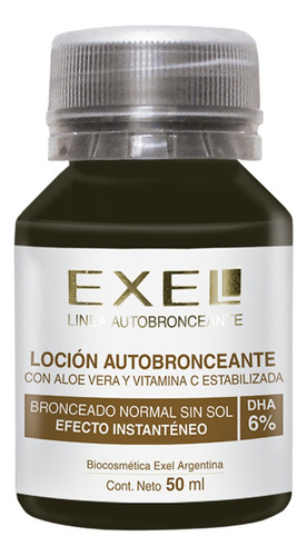 Loción Autobronceante 6% Dha Con Color Bronceado Exel X 50ml