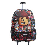 Mochila Roblox Gamer Infantil Menino Rodinhas Escolar F1