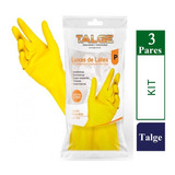 Kit 3 Pares Luva Latex Talge Impermeáveis Amarela P