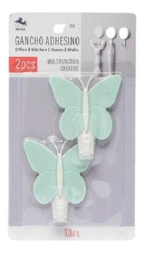 Ganchos Adhesivos Decorativos, Diseño Mariposa Verde