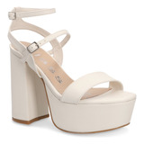 Sandalia De Tacón 12 Cm Casual Hueso 674-56