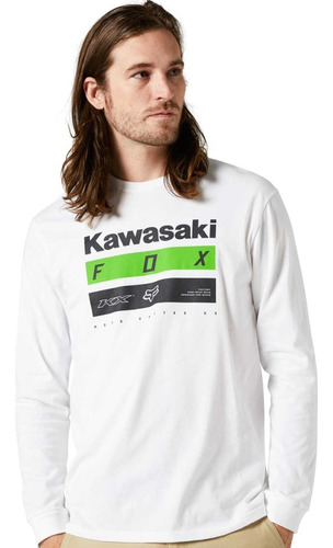 Polera Manga Larga Fox Kawasaki Blanca - Ova Chile 