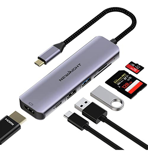 Adaptador Usb C Hub Usb-c A Hdmi, Base Usb C 6 En 1 De Newmi