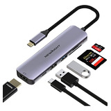 Adaptador Usb C Hub Usb-c A Hdmi, Base Usb C 6 En 1 De Newmi