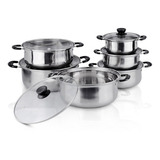 Juego Ollas Cocina X6 Cacerolas Kit Set Acero Inoxidable