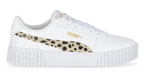 Zapatillas Puma Carina 2.0 Animal Niña En Blanco Y Arena