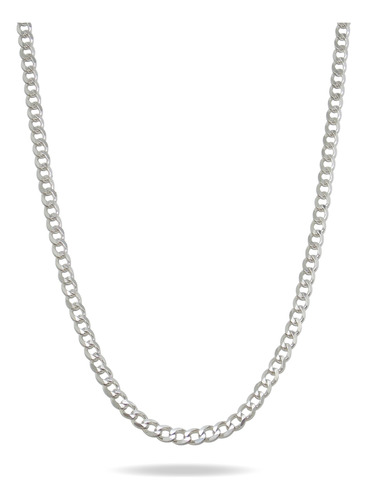 Cadena  Cubana Barbada De Plata 925 Unisex 55cm 