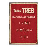 Cartel De Metal Vintage Tres Claves Lm1