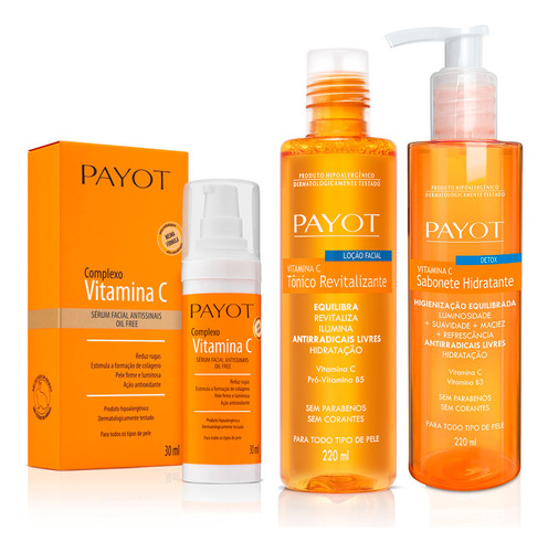 Kit Limpeza Tonificação E Tratamento Facial Vitamina C Payot