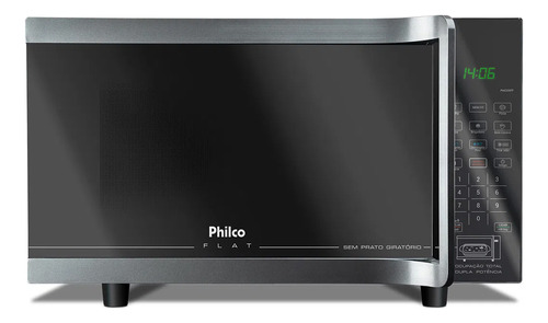 Microondas Philco 28l Flat 1400w Preto - Sem Prato Giratório