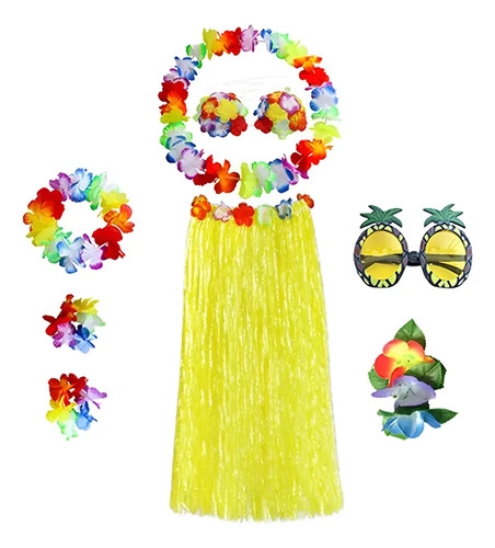 Conjunto De Falda Hawaiana Para Niña