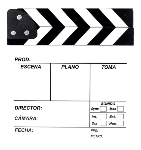 Claqueta Para Cine Acrílico Blanco Y Negro En Español