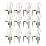 Kit 12 Cadeiras Plástica Branca Até 182kg Bistrô Resistente Cor Branco