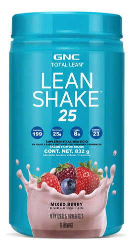 Lean Shake 25 Suplemento Alimenticio Total Lean 832 Gramos Sabor Mixed Berry