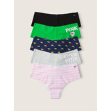 Kit Calcinha Victorias Secret Pink Sem Costura Cheeky Pt 5pç