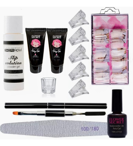 Kit De Polygel Completo Cherimoya + Removedor + Moldes Dual